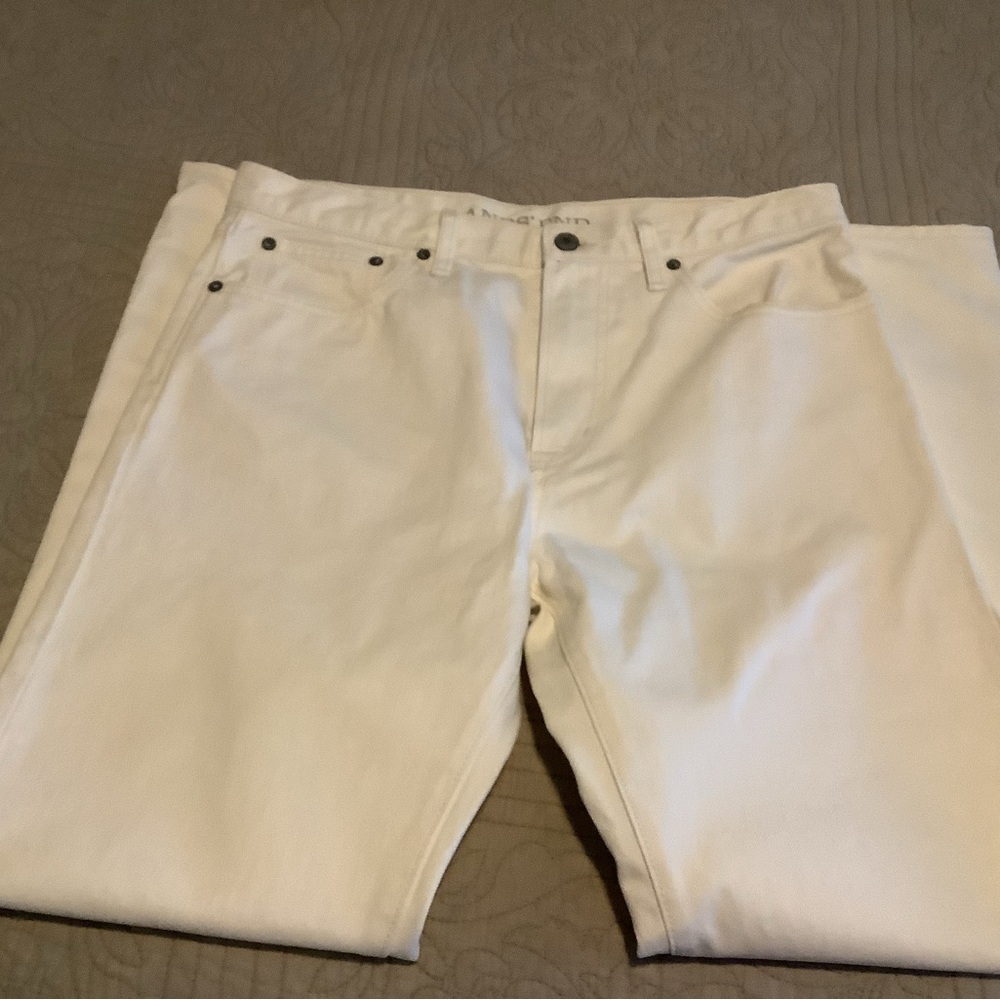 Lands' End White Denim Straight-Leg Jeans